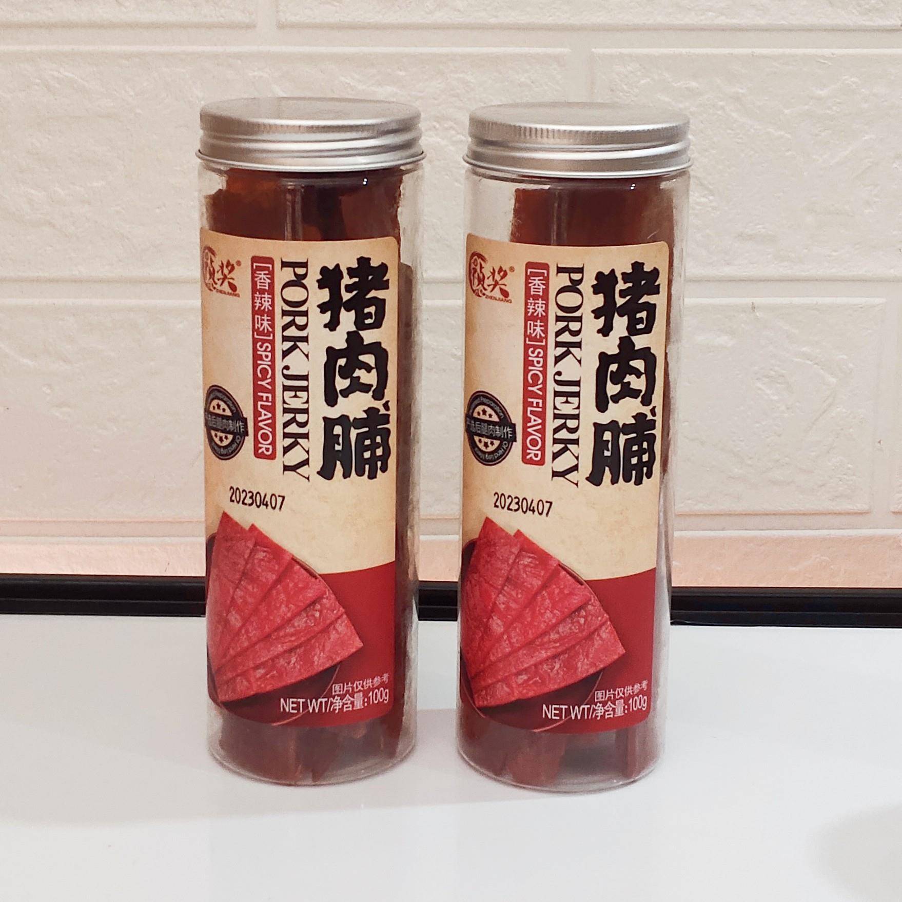 正宗即食猪肉零食正宗祯奖猪肉脯100g罐装原味香辣味手撕猪肉条猪