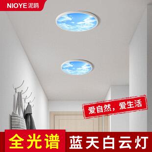 蓝天白云灯室吸走顶灯超薄天空灯玄关卧间廊68-蓝天过道圆形书房
