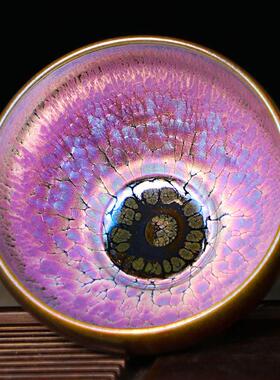 暨国平茶名师雕建花盏主人杯手工ECH铁胎功夫杯陶茶盏茶瓷具