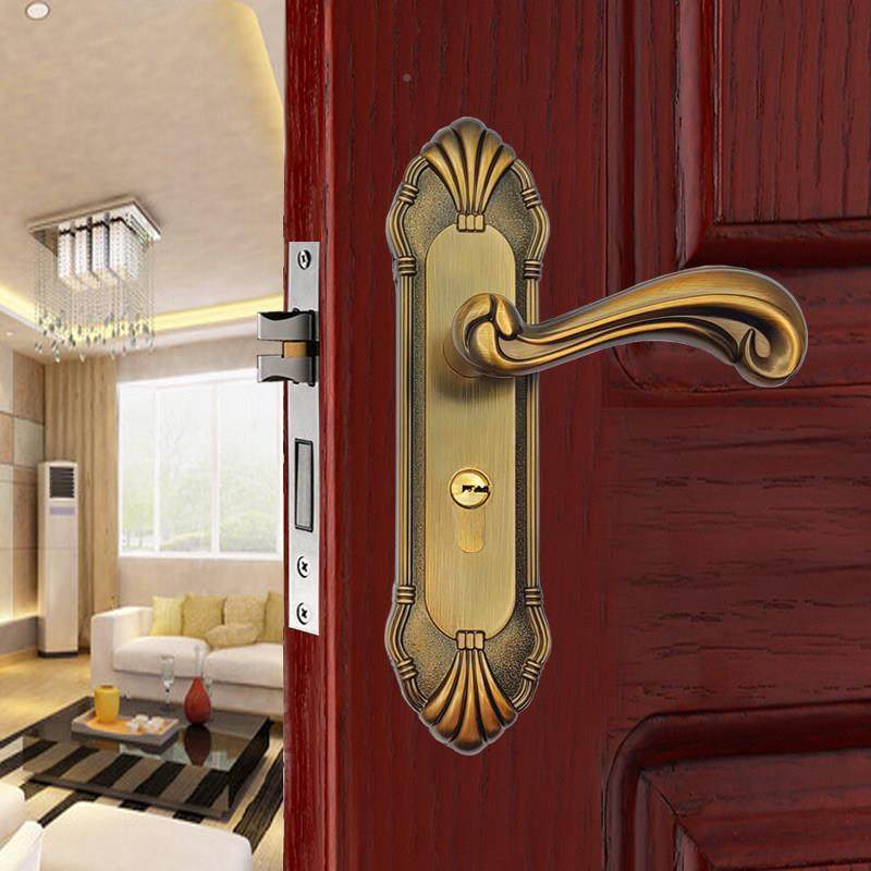 佳福欧式门锁静音吸实木门室房间门锁磁卧具家用室内青古铜门永锁