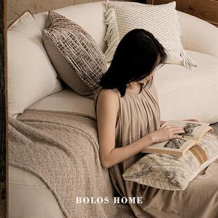 柏斯Wo洛BZ2147ol现代腰简约立体沙编织羊毛拼接样板房酒店发长靠