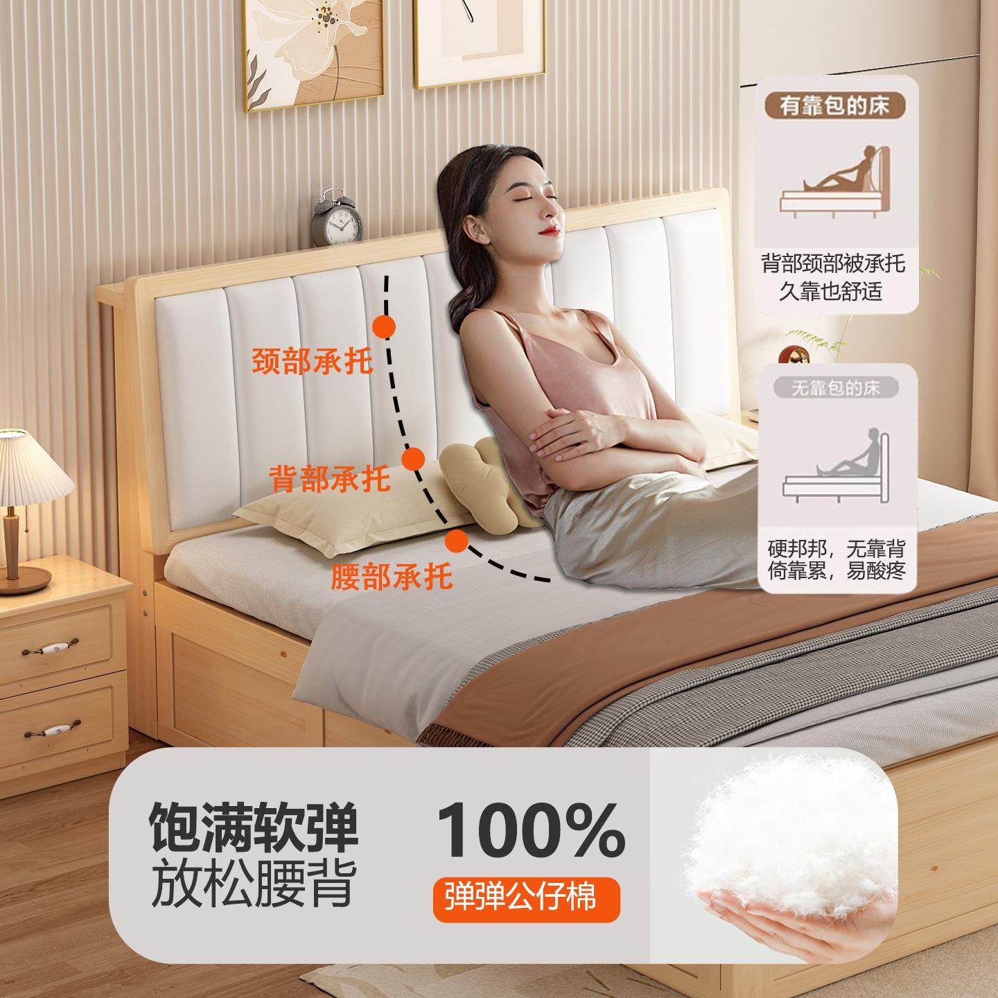 实木储物床软床头侧开气压高箱床双人床家20241216小户型骨架排用