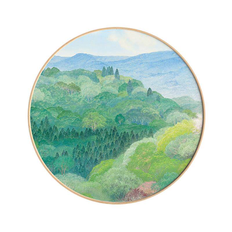 【野地树子联日式原木风圆形】饭厅装饰名画 画治愈感卧室床头挂6