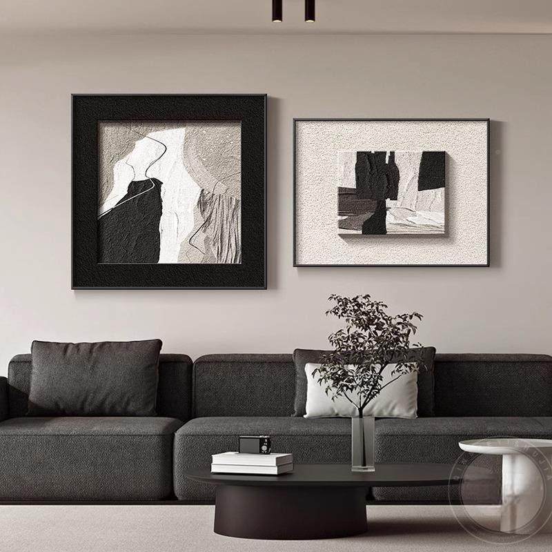 抽侘寂风卧室象床头装饰画YG-1507 高级感房间主卧挂画 画黑白艺