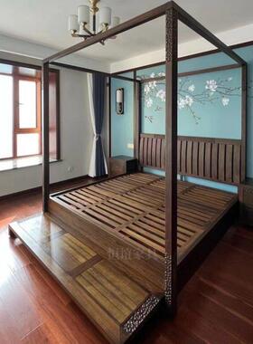 爱里古夷苏木君米和架子木床黑檀家俱卧室双人床中式实14242-0.8