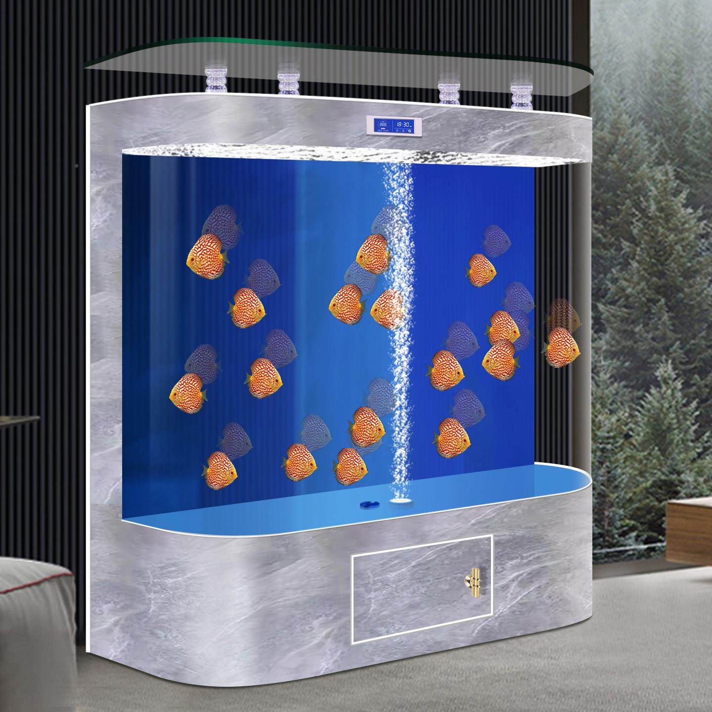 款弧大厅弯鱼缸客家用中新大64980型生态玻璃免型换水水族箱落地,宠物/宠物食品及用品,底柜/落地缸,淘宝优惠券,粉丝福利购,淘宝优惠卷