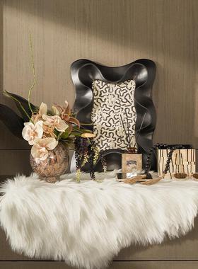 法式艺术乔迁入宅关摆件SQZ金缕花瓶花艺托托盘客厅 会所玄边柜饰