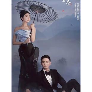 古典道具黑色水墨画 写真装 画古ATE真丝艺伞中 新婚纱摄影工中式 款