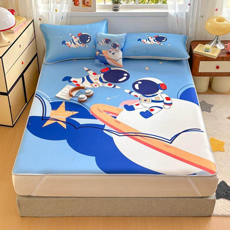 儿童冰丝席两三件套0定.9单人凉席做1.5m空调空凉DS25026席卡通太