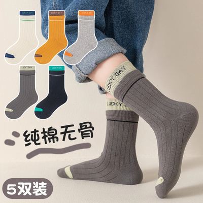 男童袜子儿童秋冬款保暖中筒袜