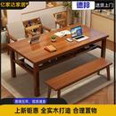 实木餐桌一桌四椅组合长方形储物大板桌饭桌家用小户型吃饭桌子