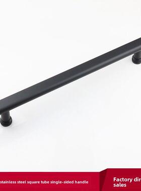 304不锈钢磨砂黑色方管单面把手淋浴房玻璃门水平把手机械设备扶