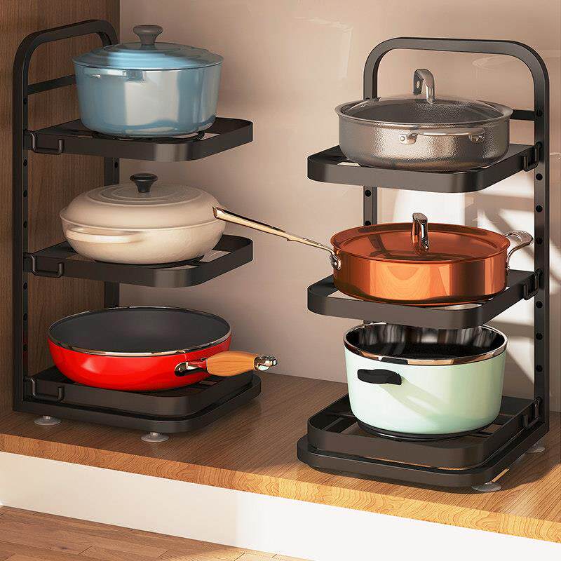 厨房锅架子多层置物架窄夹缝台面家用放锅具下水槽橱柜内分层收纳