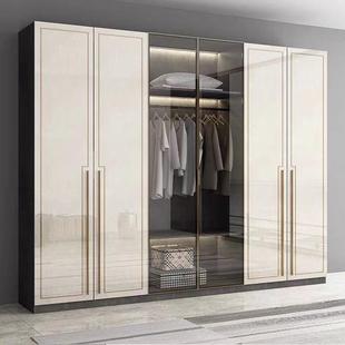 现代轻奢衣柜亮光玻璃门衣橱全屋定制家具工厂定做家用卧室衣帽间