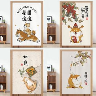 ins可爱猫咪门帘家用隔断帘卧室厨房厕所遮挡半帘短帘免打孔 中式