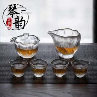 古法琉璃茶具套装 办公送礼 2024新款 家用玻璃功夫茶具盖碗茶杯套装