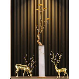 轻奢高档紫水晶铜鹿招财摆件客厅玄关电视柜台面装饰乔迁新居礼物