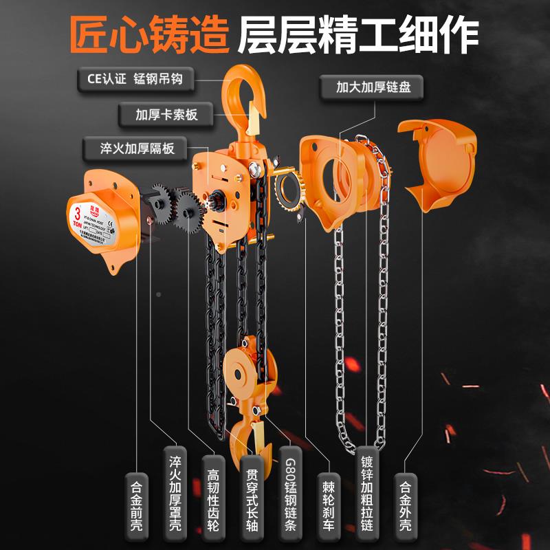 手拉吊车1/2动/3/吨倒炼1T铁葫芦小型起05重工具吊机手葫芦吊