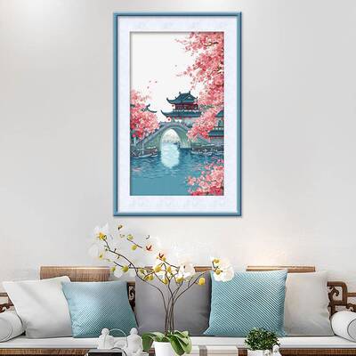 k十勾字绣阁SAK台听花客厅卧室挂画可爱自绣手工DIY非满绣己有s边