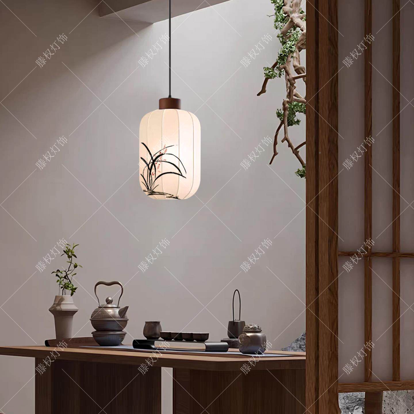 宋式美学饭厅吊7421灯禅意茶民宿阳台灯式关卧室床室中头装饰玄小