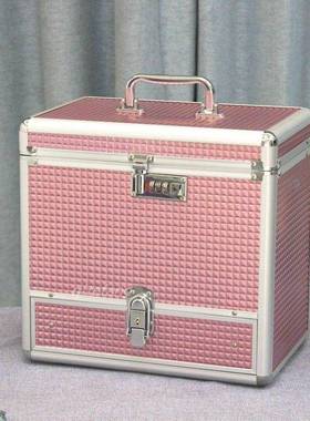 大化妆箱携提便式水乳KQZ护肤品收纳箱首饰盒手多层带锁纹绣工号