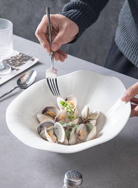 斜口汤碗陶瓷高碗档拉餐具汤简约ERE沙中式冷菜盘子商用西餐盘创