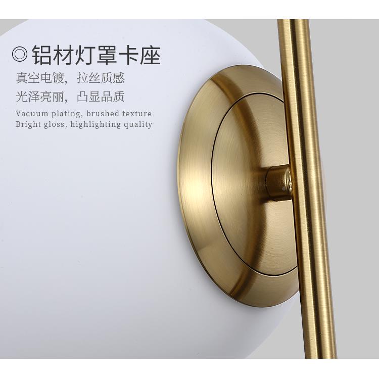 北欧现轻代奢极简金圆球玻璃灯餐厅色吊白FGW灯卧室床头背景灯店