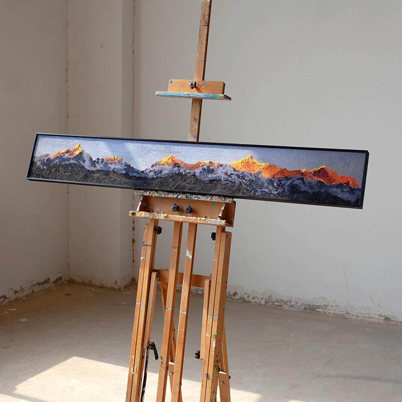 8创绘画《梅里雪山全图》手景 日照金山挂画 丙烯画 客厅原装饰画