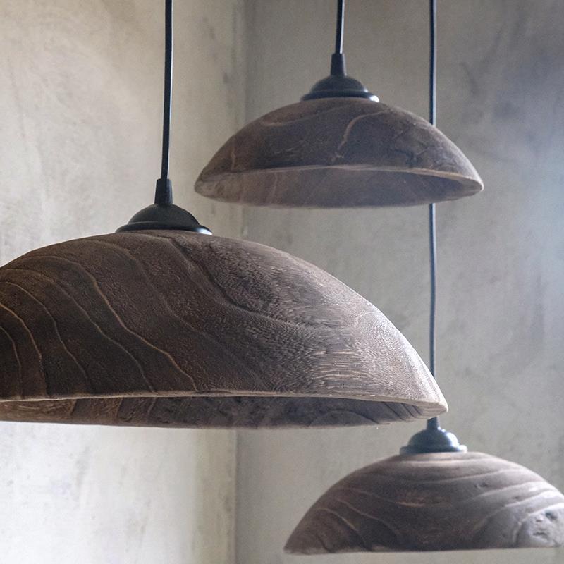 棣｜实木酒吧咖头啡厅个性百床实木BVD灯北欧侘寂自然搭款吊灯手