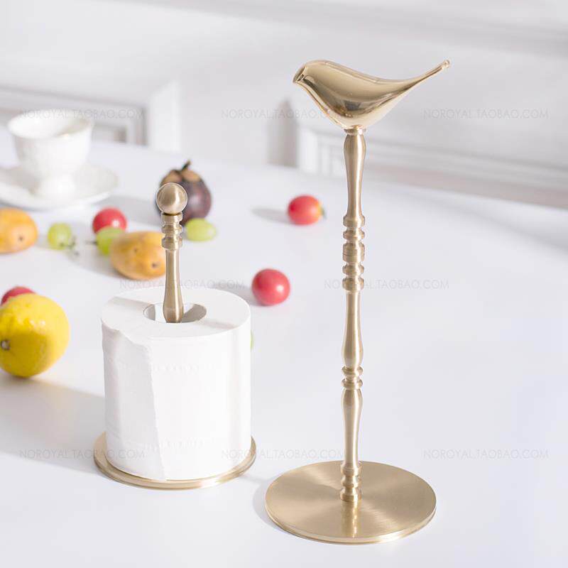 轻奢实心黄铜纸架子北巾欧厨房纸式巾架立卷筒卫生纸架餐创意个NO