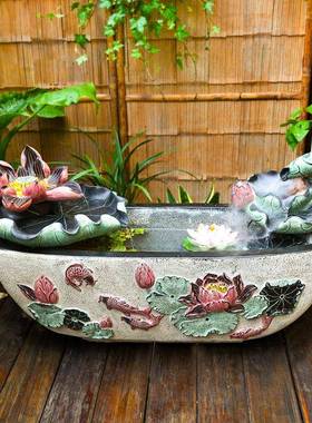 流外成品鱼池造景户外鱼缸水摆件循环水庭院置阳布台0133水系景室