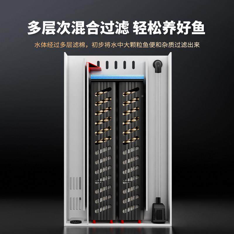 莱易欧创家代意鱼缸边几QGQ缸2 用客厅电视柜背体滤落地一立式水