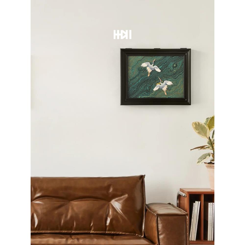 休UCT闲云鹤方美野学液杆表箱电表箱挡新中压国刺绣装东饰画