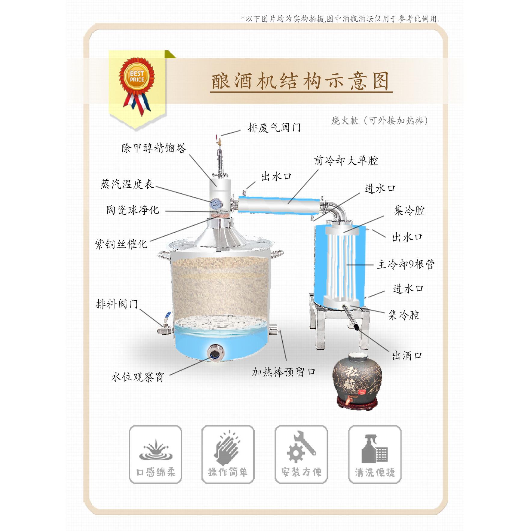 小型酿酒家用烧火款（商烧酒机设备白酒机用304不钢加厚酒厂蒸馏