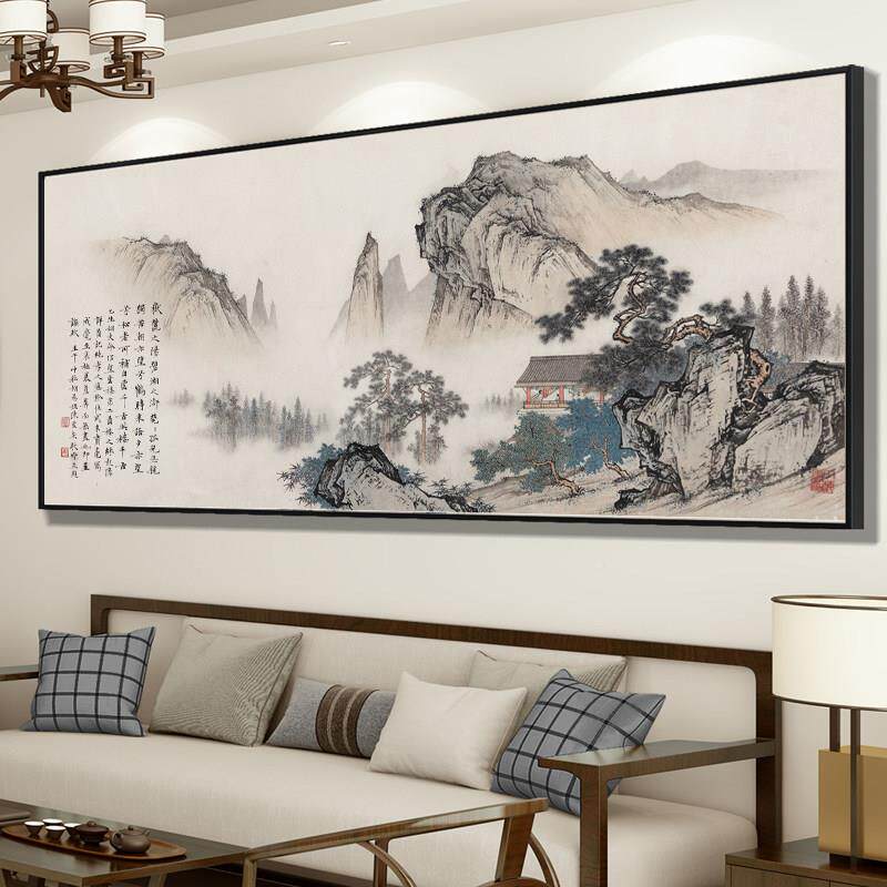 靠5山图十字绣220新款绣大幅手客厅大气新中式风XXU景山水国画工