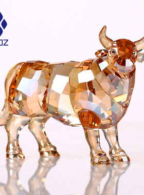 水晶摆件牛轻奢高档礼物送领导酒柜工艺品现代客厅装饰品乔迁礼物