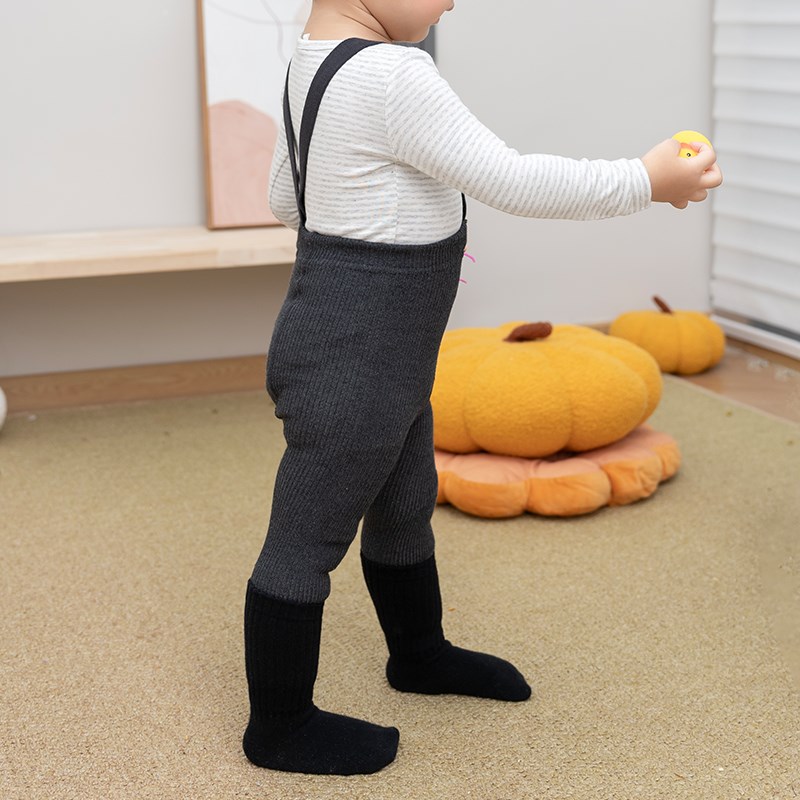 拉波米儿童长袖包屁衣举重裤套装春秋款宝宝连身衣背带裤子两件套