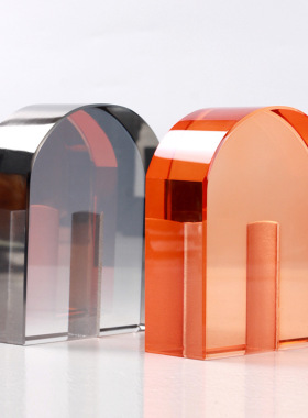 北欧艺术几何水晶拱门创意样板房C玄关家居装饰品轻奢书挡书靠摆