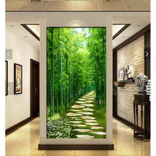 粘定壁画林荫墙纸玄关客厅墙3zd贴纸过道立体小道自贴画壁纸防水
