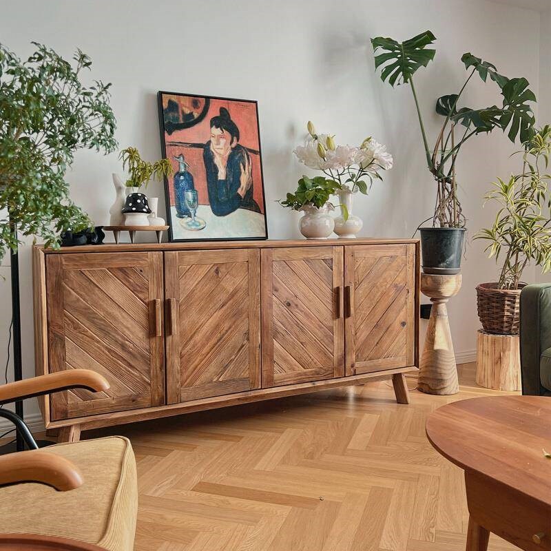 厂促美式乡村原木艺六斗柜客厅实木复古储柜物文老旧松木做靠墙法