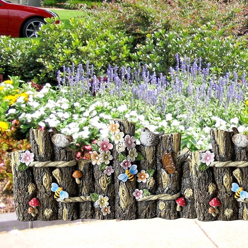 复古仿树桩栅栏花园围栏户外庭院菜园护栏装饰家用小篱笆阳台围挡