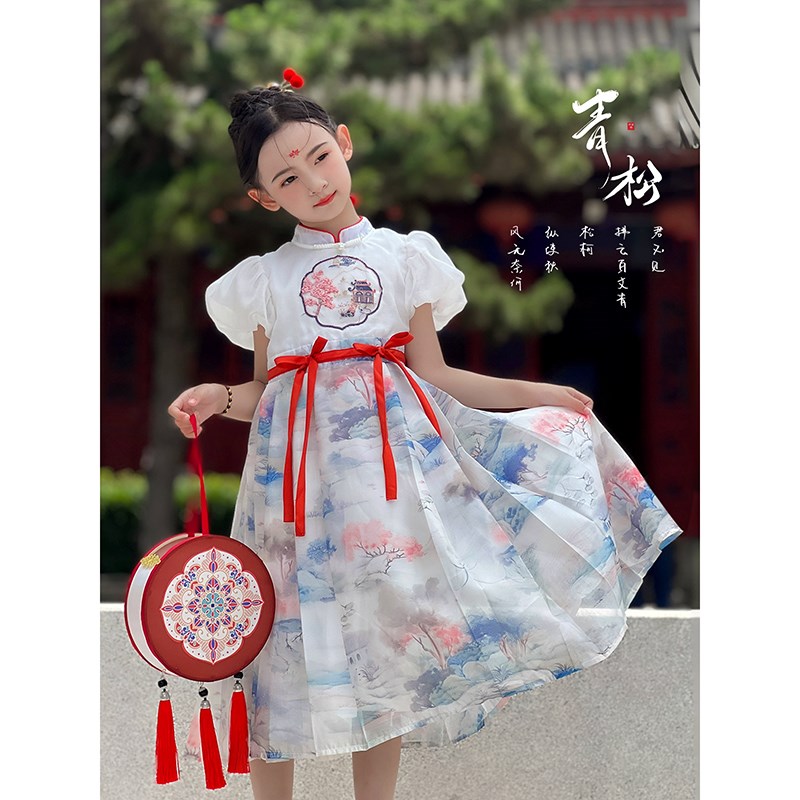 女童汉服连衣裙2025夏季新款儿童新中式裙子演出服夏装马面裙唐装