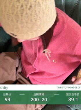 POXFFEE/ 枚粉色针织开衫春C季复古直筒显瘦短款圆领长袖毛衣外套