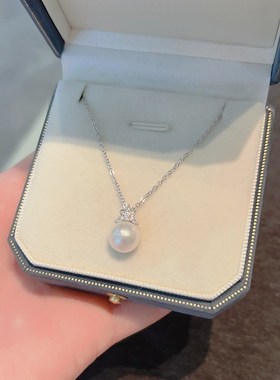 天然淡水珍珠单颗吊坠纯银项链女款轻奢小众送女友送妈妈生日礼物