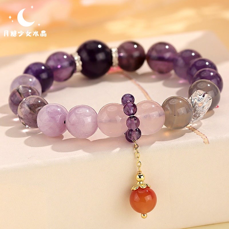 2025蛇年本命年九紫离火紫水晶紫锂辉紫幽灵手链女小众高级感手串