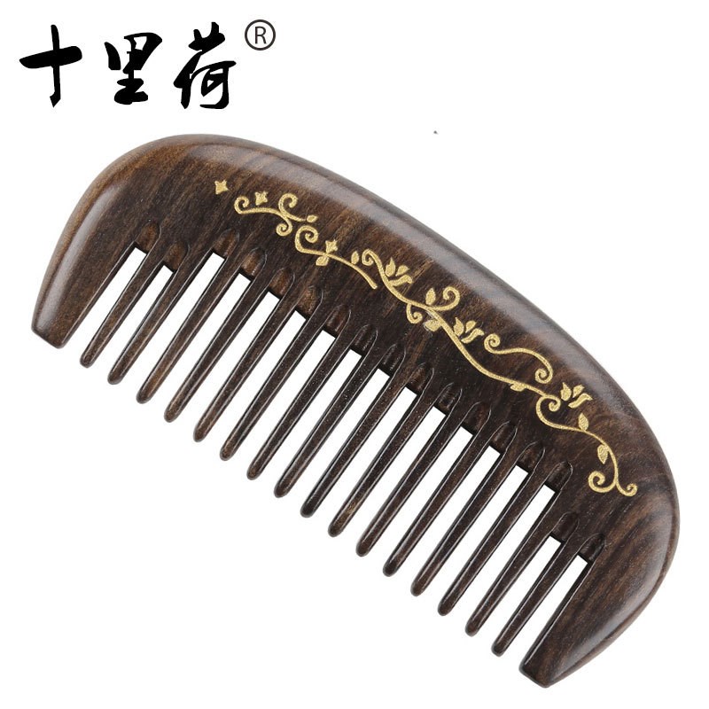 供应檀木梳子沉贵宝木梳CM8-27-1 12公分整木无拼接宽齿木梳