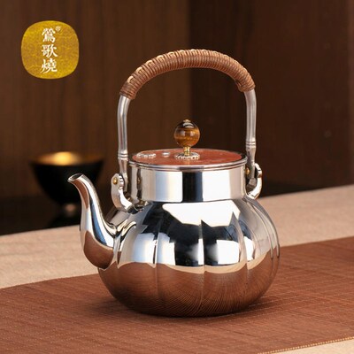 莺歌烧烧水壶 316不锈钢壶 烧水壶煮水I壶提梁壶 瓜形葫芦纹烧水