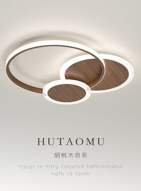 主卧室灯2024年新款现代简约家用木纹吸顶灯Oled北欧房间书房灯具