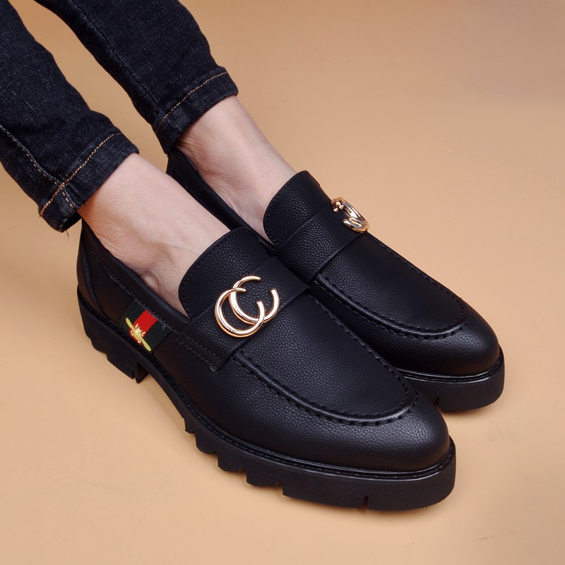 商务厚底松糕男皮鞋潮流青年学生皮鞋发型师增高6cm男鞋休闲皮鞋