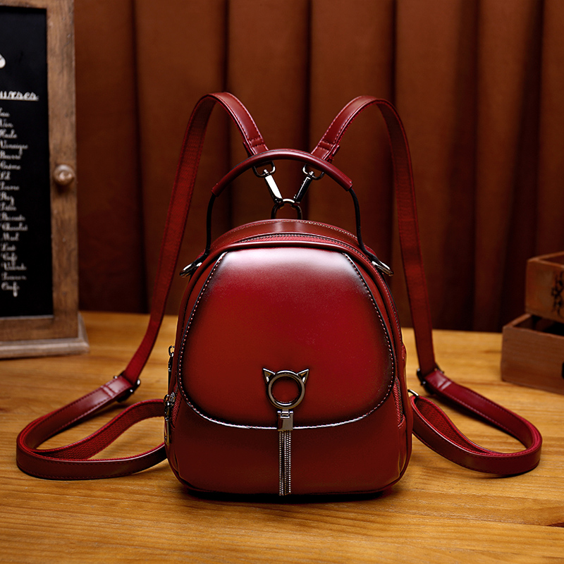 双肩小背包包女2021新款韩版潮时尚百搭牛皮单肩斜跨小包真皮女包